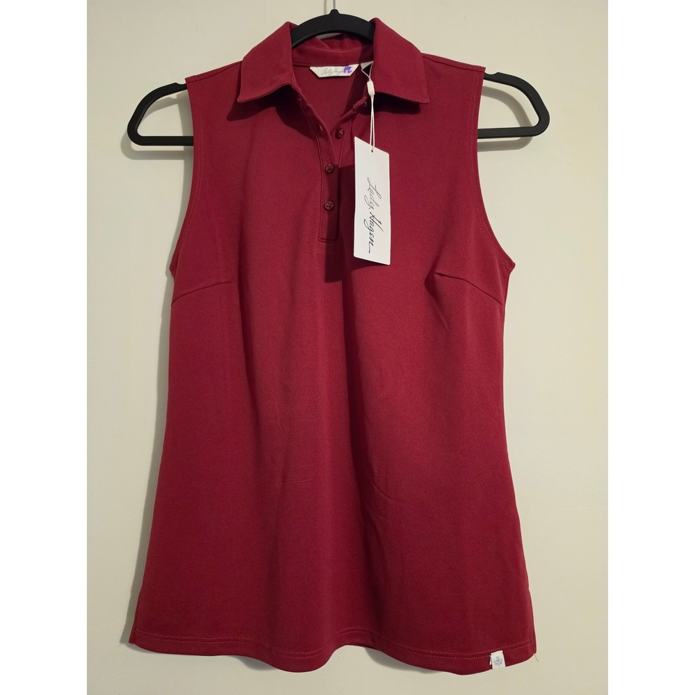 Lady Hagen Pique Sleeveless Polo Women XS Red Polyester Golf Athletic Classic NW